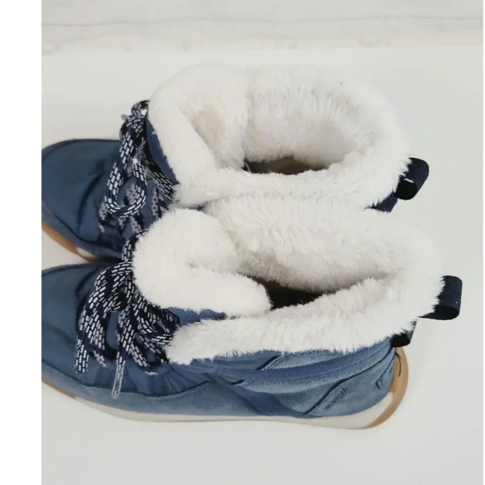 SOREL Whitney II Flurry Boot Waterproof Suede Winter Boots in Uniform Blue, sz 6